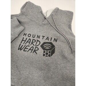 Mountain Hardwear Hoodie Men's L‎ Gray Logo Pullover Sweatshirt Outdoors Graphic